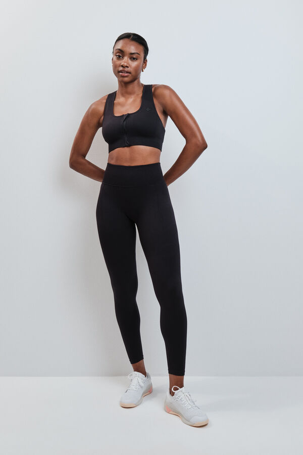 Dash and Stars Sujetador deportivo negro cremallera SEAMLESS FIT negro