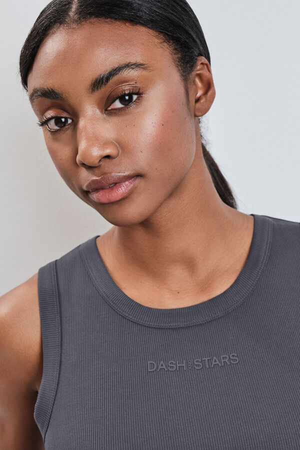 Dash and Stars Camiseta sin mangas rib gris gris