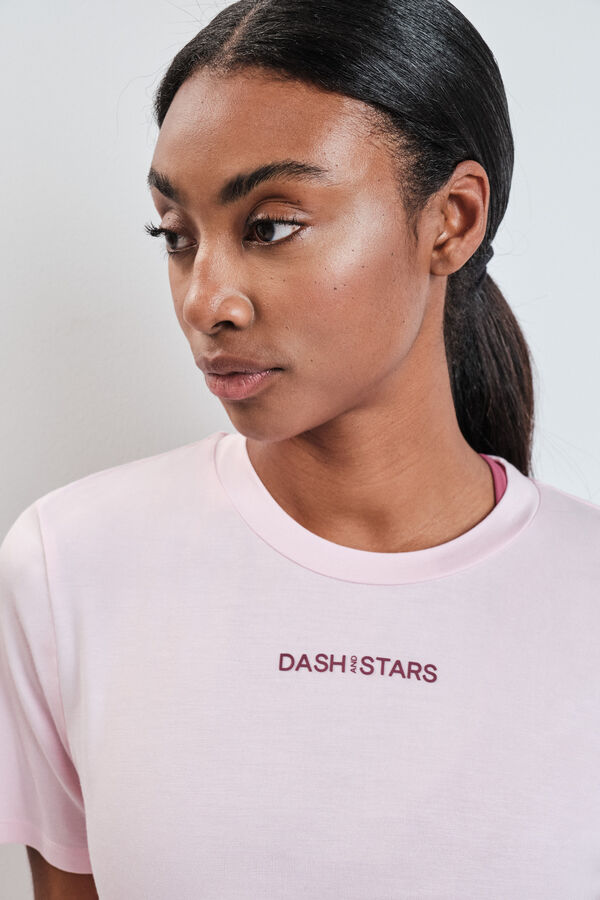 Dash and Stars Camiseta manga corta modal rosa rosa