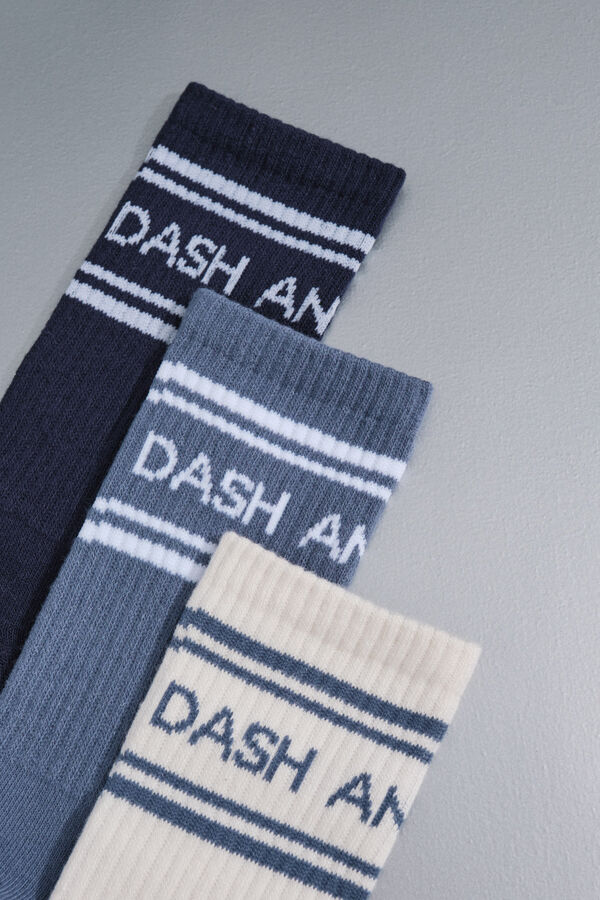 Dash and Stars Pack 3 calcetines algod&oacute;n logo azul