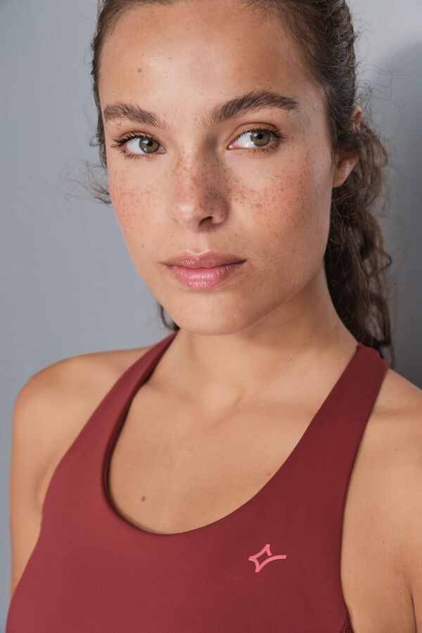 Dash and Stars Sujetador deportivo 4D Stretch granate burdeos