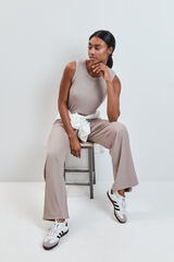 Dash and Stars Pantal&oacute;n largo palazzo rib beige nude