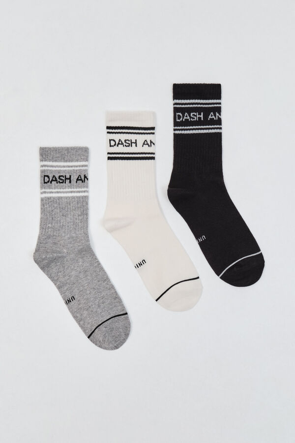 Dash and Stars Pack 3 calcetines medios algod&oacute;n blanco
