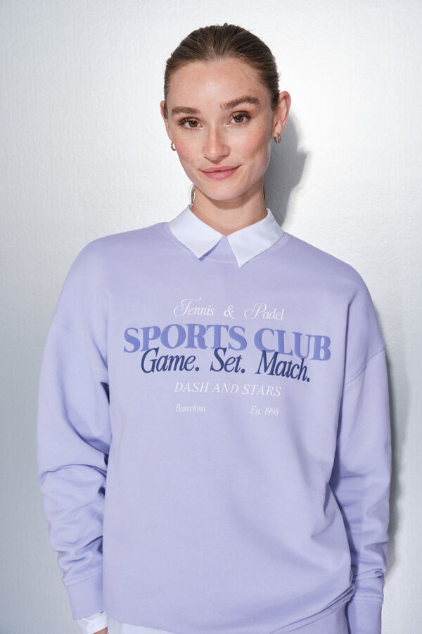 Dash and Stars Sudadera felpa 100% algod&oacute;n lila morado/lila