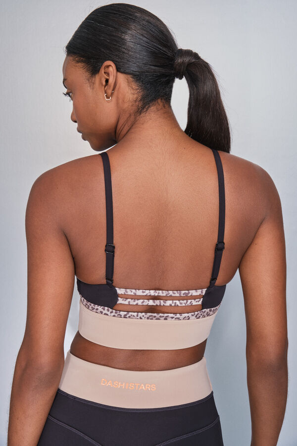 Dash and Stars Sujetador deportivo 4D STRETCH negro animal print  negro