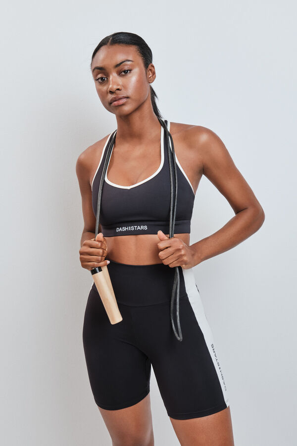 Dash and Stars Leggings ciclista 4D STRETCH contraste negro negro