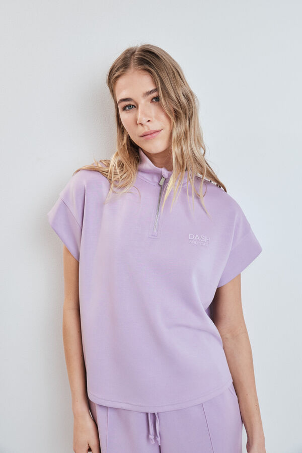 Dash and Stars Sudadera manga corta viscosa suave rosa morado/lila