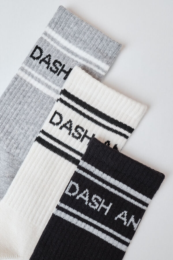 Dash and Stars Pack 3 calcetines medios algod&oacute;n blanco