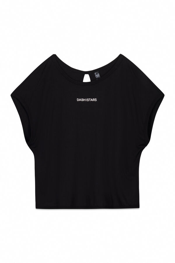 Dash and Stars Camiseta tejido extra suave negra negro