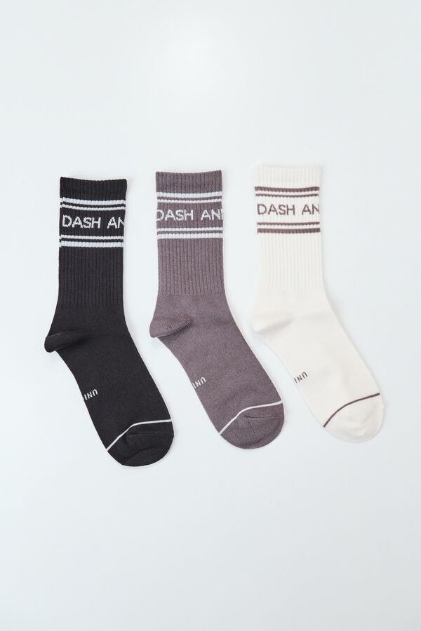 Dash and Stars Pack 3 calcetines medios algod&oacute;n blanco