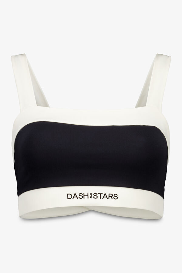 Dash and Stars Sujetador deportivo 4D Stretch bandeau blanco y negro negro