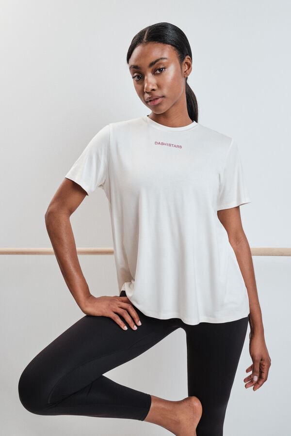Dash and Stars Camiseta manga corta modal blanca beige