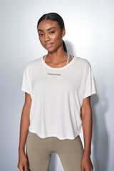 Dash and Stars Camiseta manga corta boxy blanco beige