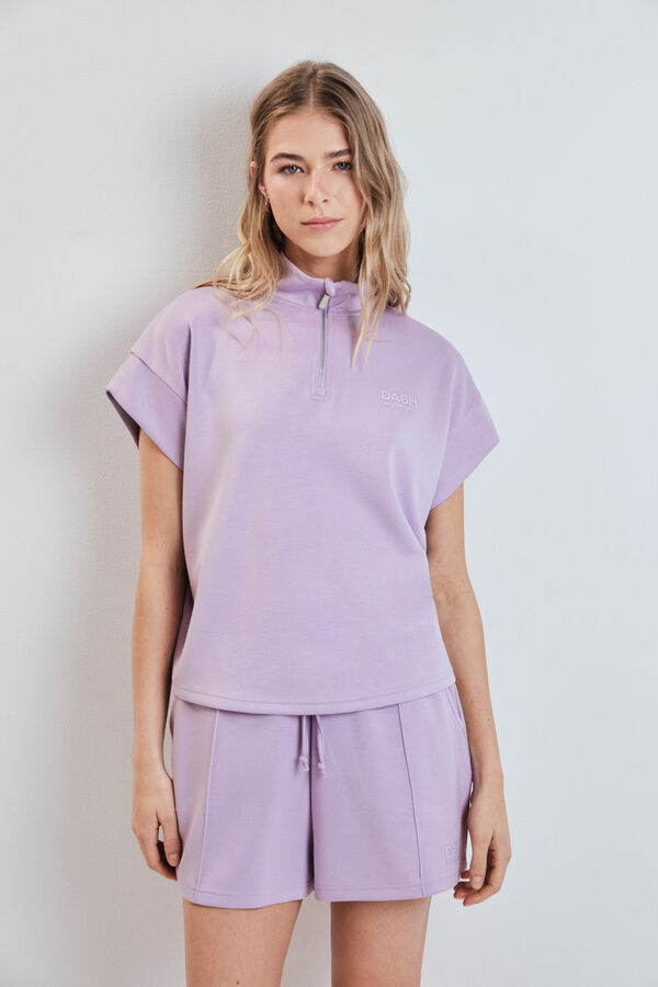Dash and Stars Sudadera manga corta viscosa suave rosa morado/lila