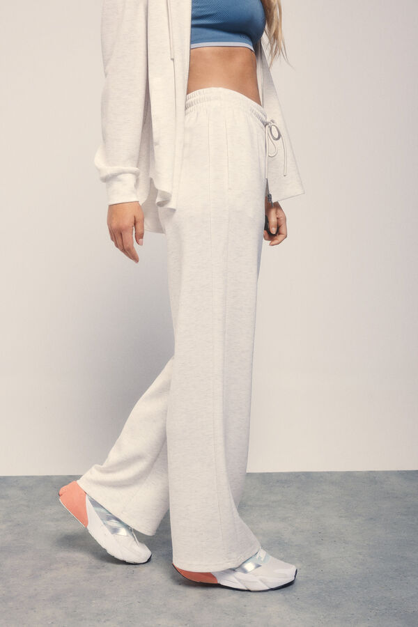 Dash and Stars Pantal&oacute;n recto ancho tacto suave gris beige