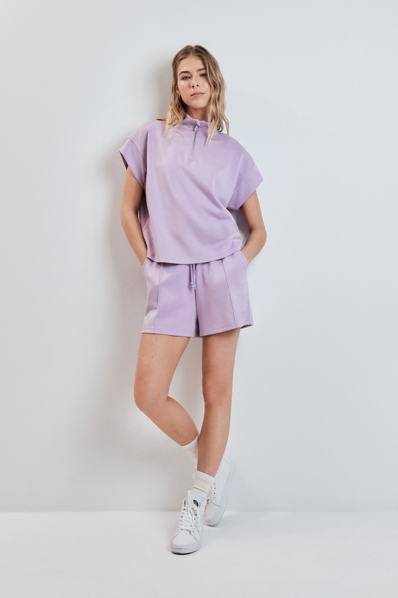 Dash and Stars Sudadera manga corta viscosa suave rosa