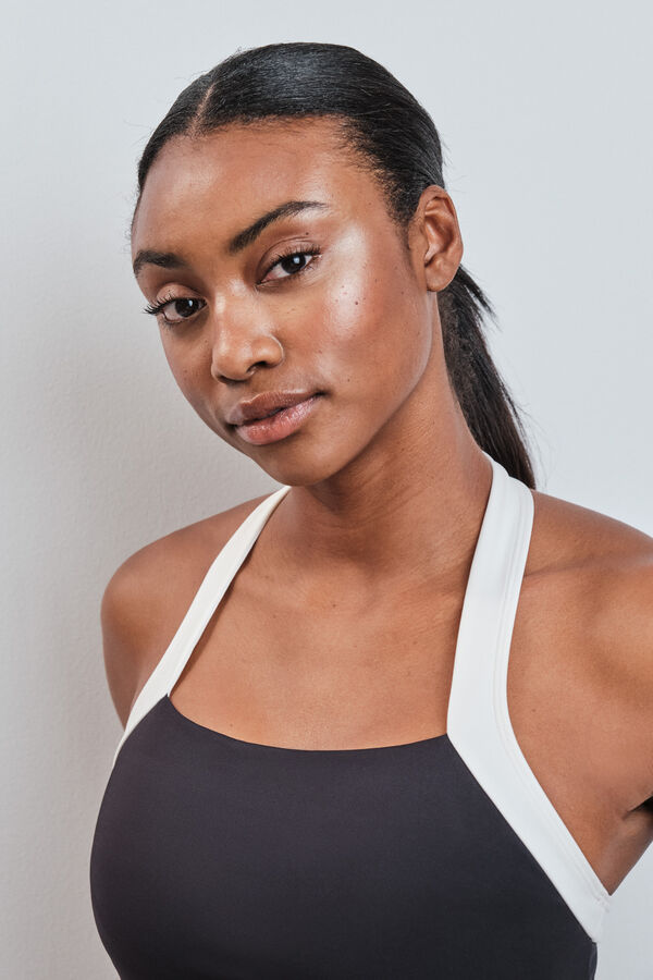 Dash and Stars Tank top deportivo halter 4D Stretch contraste negro negro