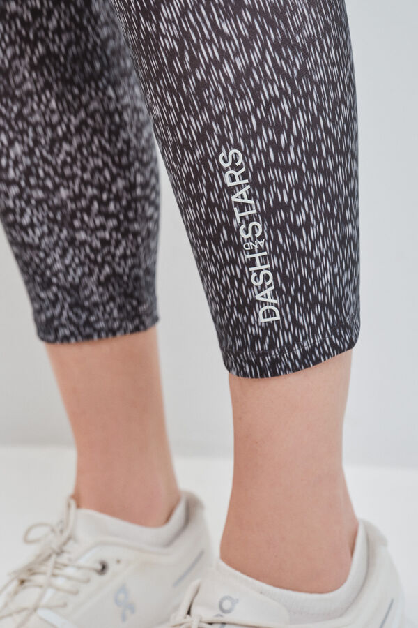 Dash and Stars Leggings 4D STRETCH crop estampado bitonal negro
