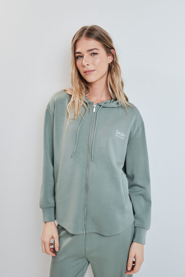 Dash and Stars Chaqueta capucha viscosa suave verde verde