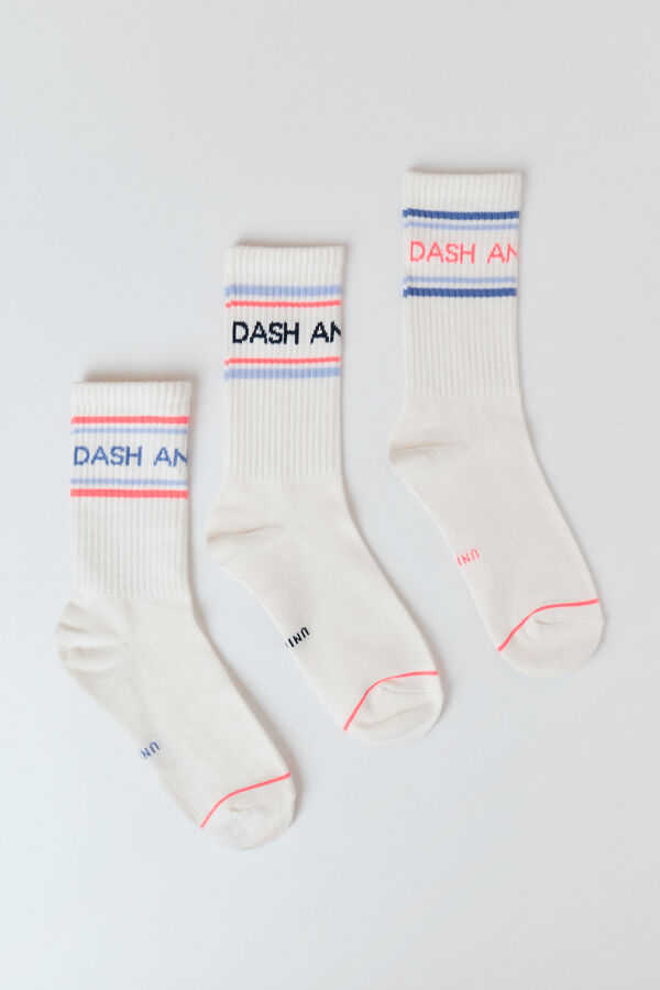 Dash and Stars Pack 3 calcetines t&eacute;cnicos blanco