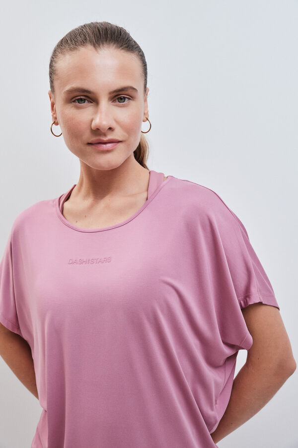 Dash and Stars Camiseta manga corta modal rosa rosa