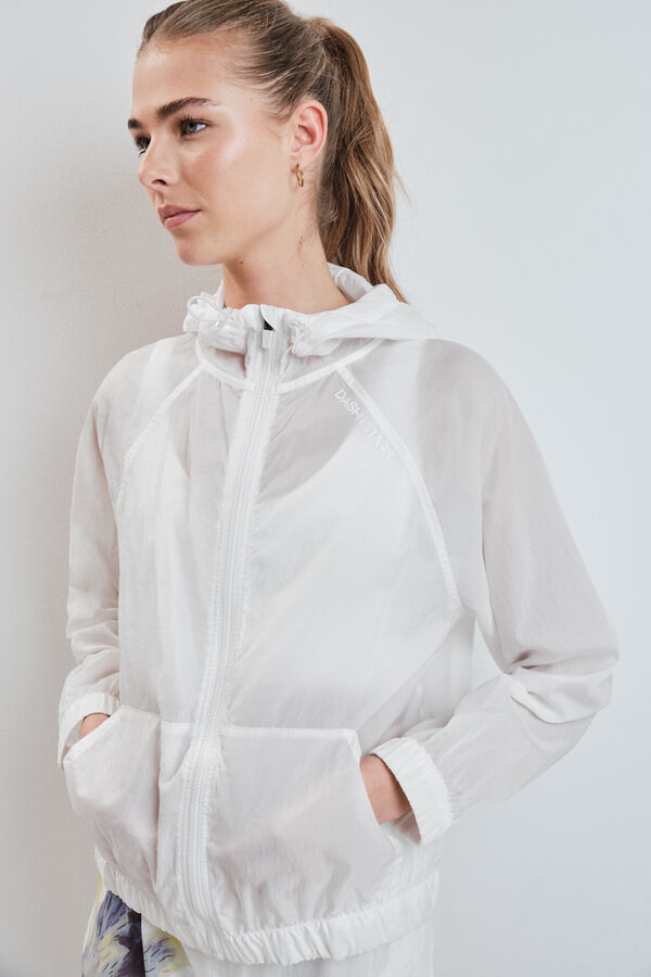 Dash and Stars Chaqueta cortavientos capucha blanca blanco
