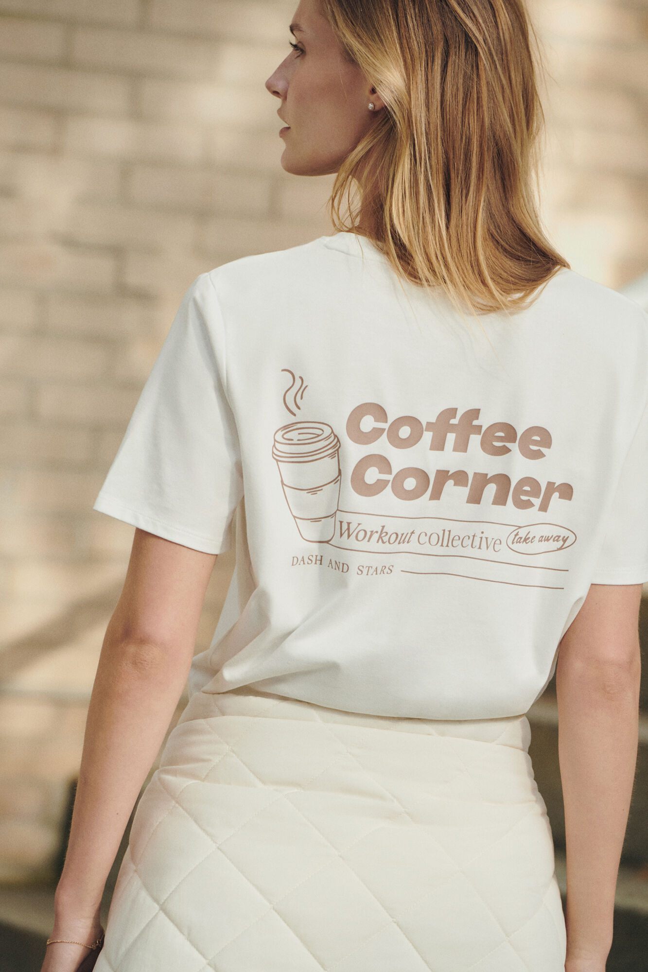 Dash and Stars Camiseta manga corta algod&oacute;n blanco