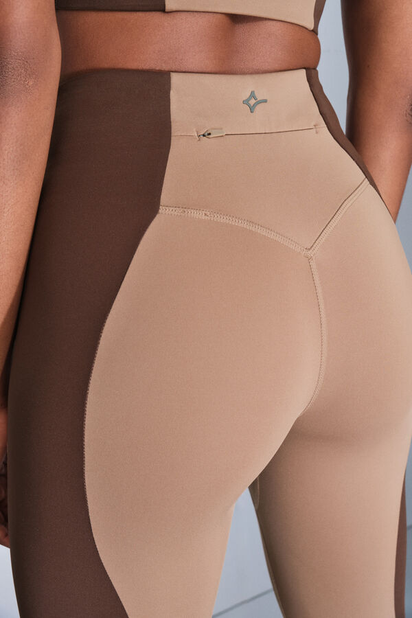 Dash and Stars Leggings 4D STRETCH color block nude