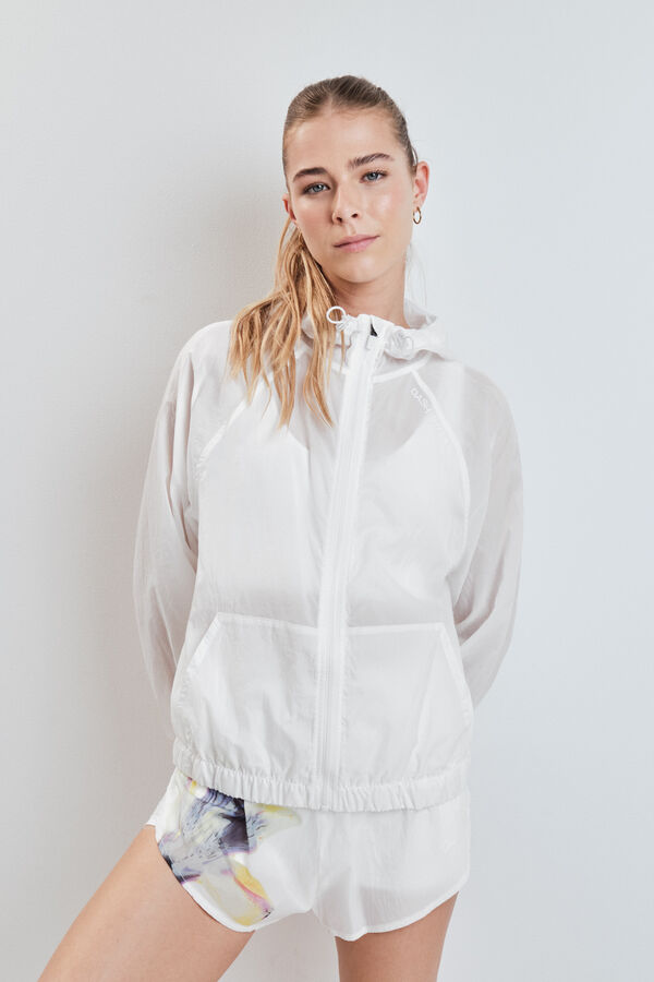 Dash and Stars Chaqueta cortavientos capucha blanca blanco