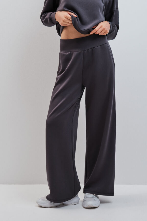 Dash and Stars Pantal&oacute;n largo ancho modal gris gris