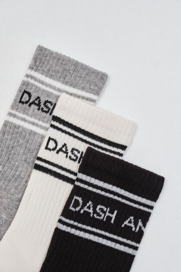 Dash and Stars Pack 3 calcetines medios algod&oacute;n blanco