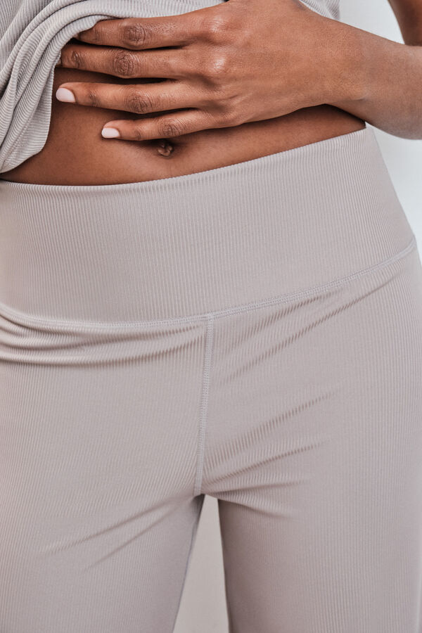 Dash and Stars Pantal&oacute;n largo palazzo rib beige nude