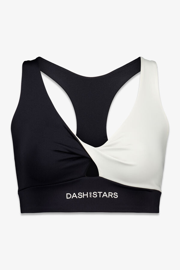 Dash and Stars Sujetador deportivo 4D Stretch blanco y negro negro