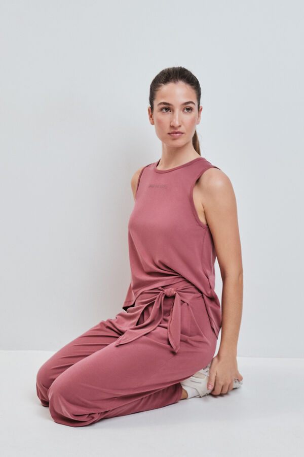 Dash and Stars Pantal&oacute;n largo palazzo tacto suave granate rojo