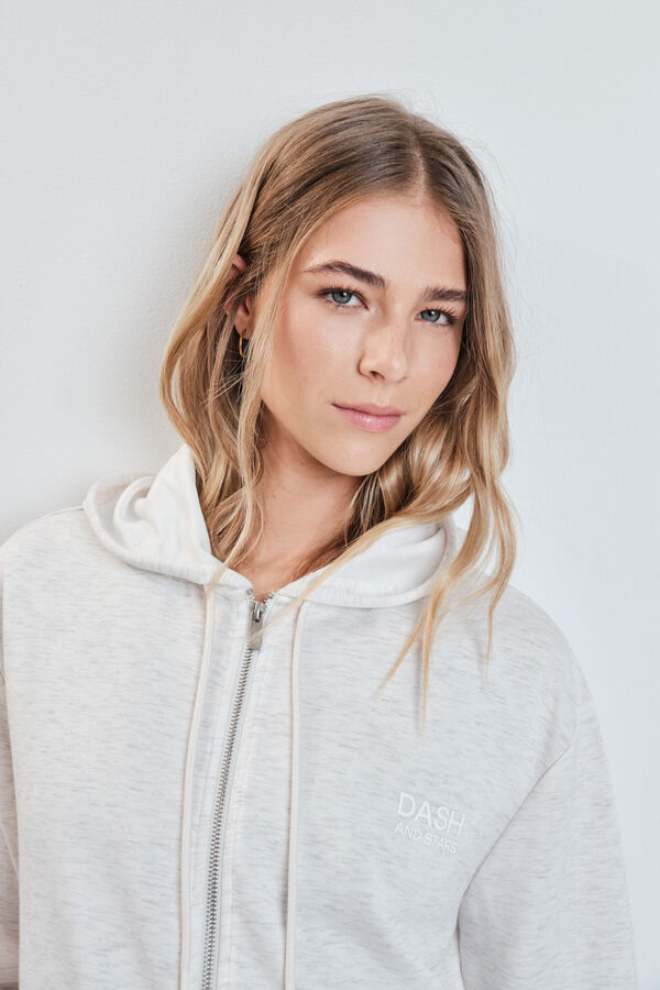 Dash and Stars Chaqueta capucha viscosa suave gris gris