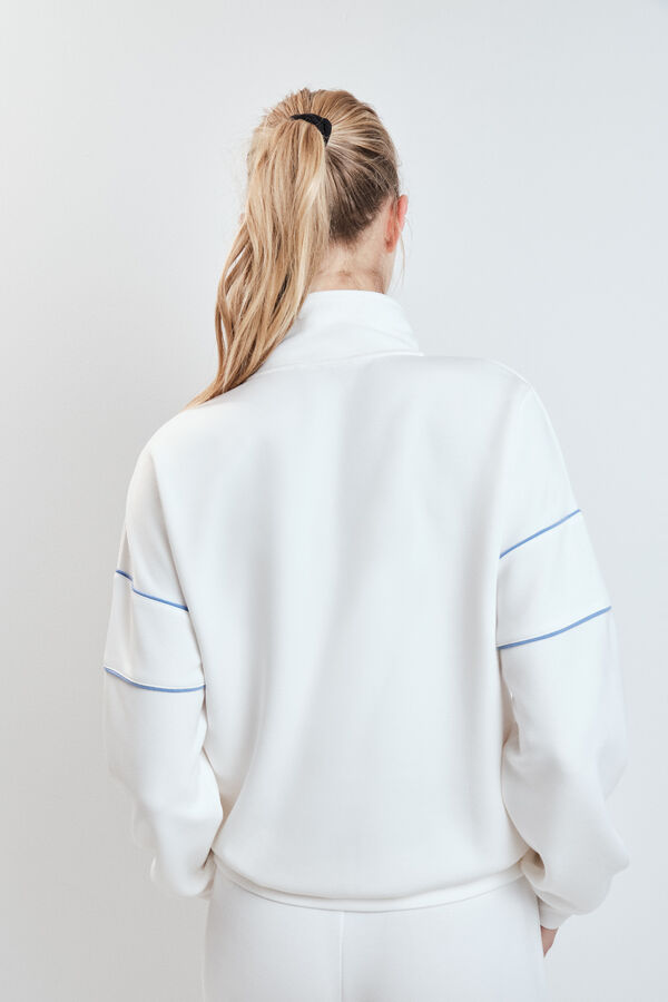 Dash and Stars Sudadera cuello alto cremallera blanca beige