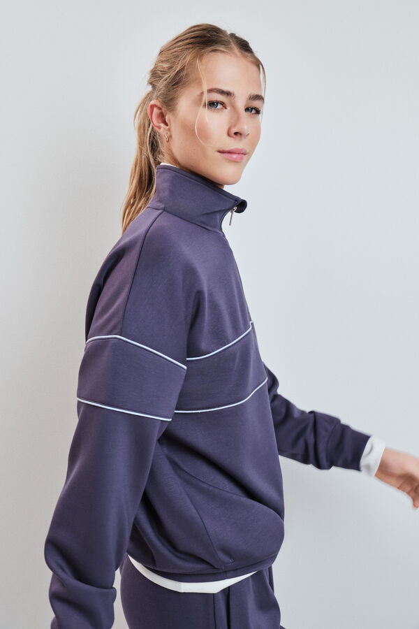 Dash and Stars Sudadera cuello alto cremallera azul gris