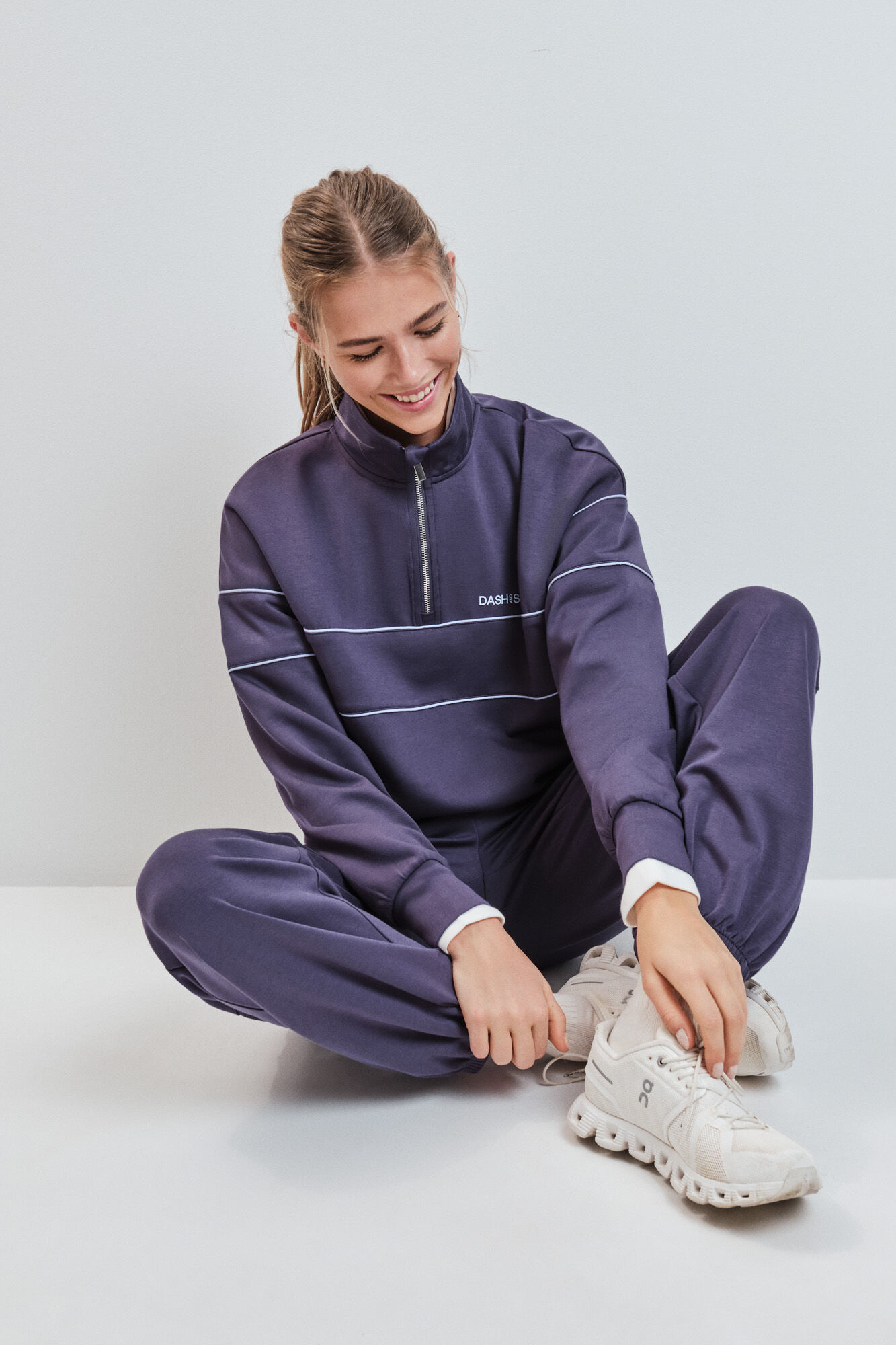 Dash and Stars Sudadera cuello alto cremallera azul