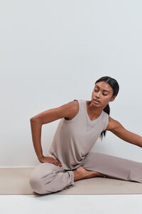 Dash and Stars Camiseta sin mangas rib beige