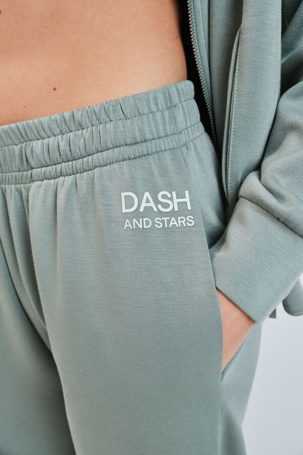 Dash and Stars Pantal&oacute;n largo ancho viscosa suave verde verde