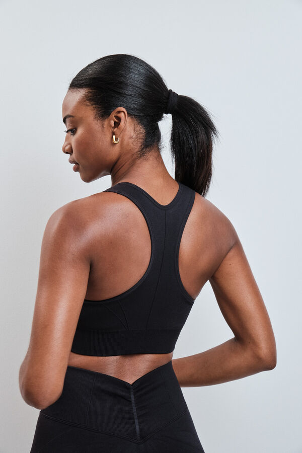 Dash and Stars Sujetador deportivo negro cremallera SEAMLESS FIT negro