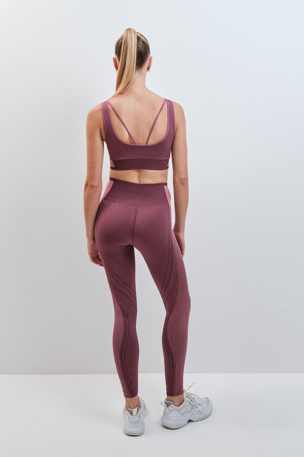 Dash and Stars Leggings largo SEAMLESS COMFORT burgundy rojo