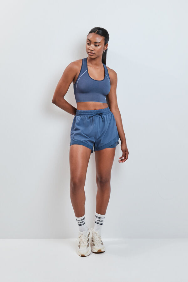Dash and Stars Sujetador deportivo 4D Stretch reversible azul azul