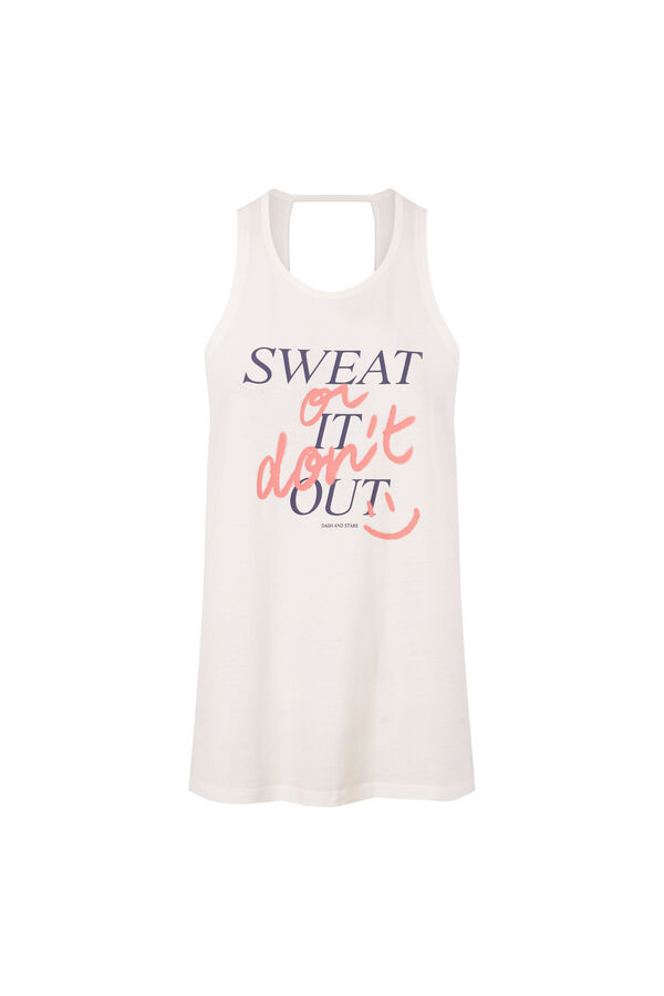 Dash and Stars Camiseta sin mangas algod&oacute;n blanco beige