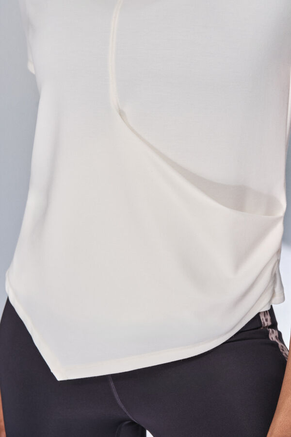 Dash and Stars Camiseta manga corta blanco drapeado  beige