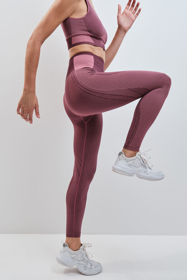 Dash and Stars Leggings largo SEAMLESS COMFORT burgundy rojo