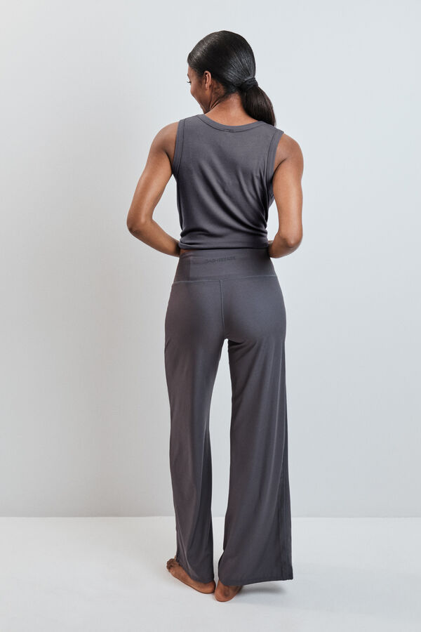 Dash and Stars Pantal&oacute;n largo palazzo rib gris gris