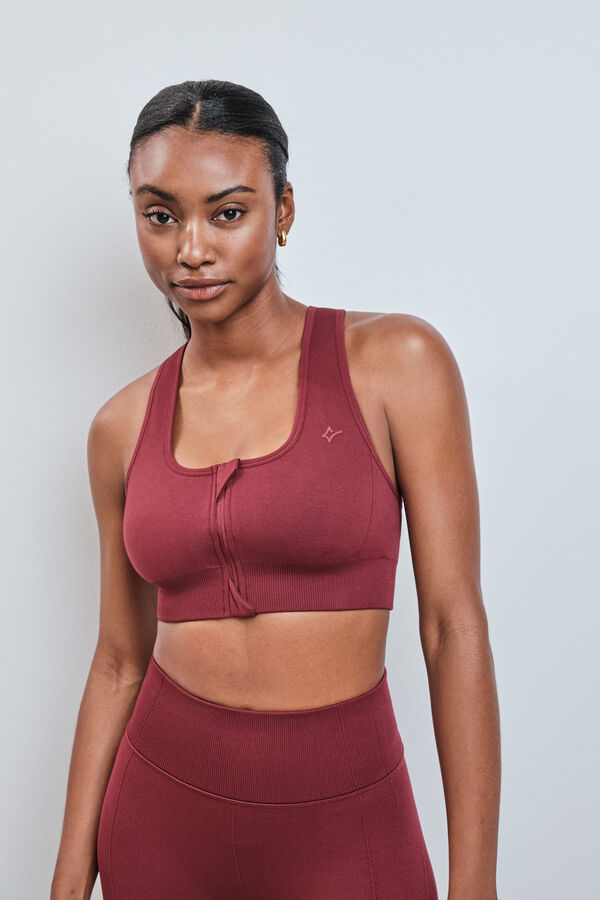 Dash and Stars Sujetador deportivo rojo cremallera SEAMLESS FIT rojo