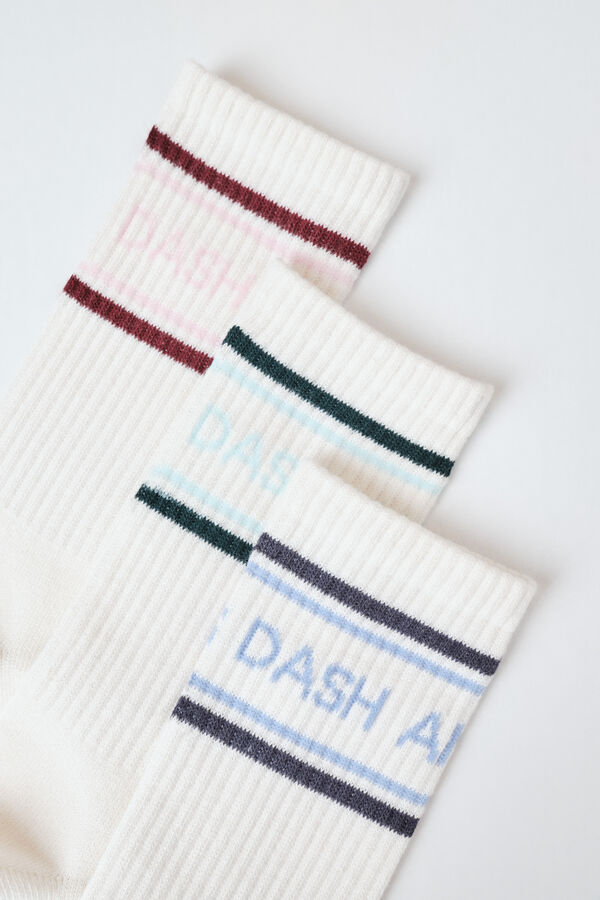 Dash and Stars Pack 3 calcetines largos algod&oacute;n logo blanco