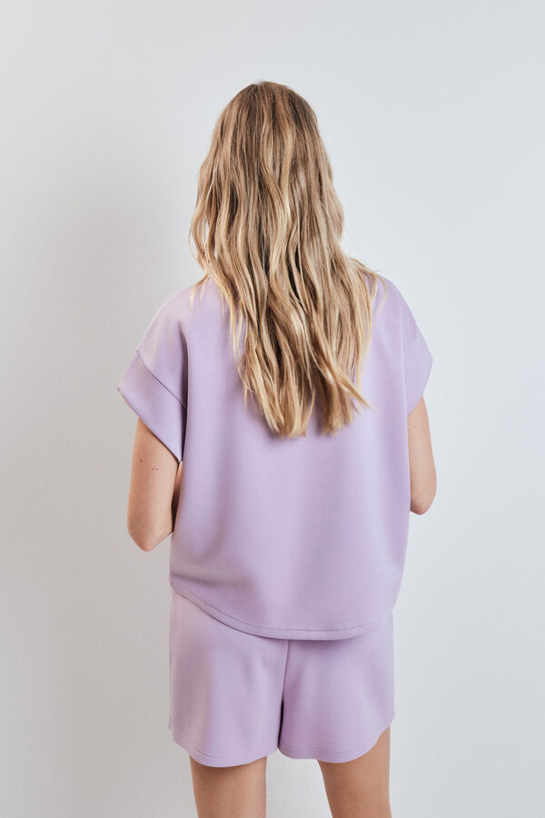 Dash and Stars Pantal&oacute;n corto ancho viscosa suave rosa morado/lila